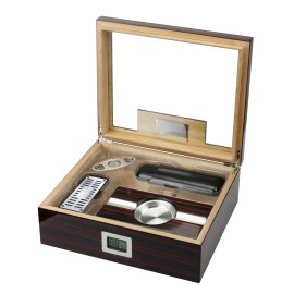 Kensington 75 Ct. Cherry Ebony Lacquer Humidor Gift Set 